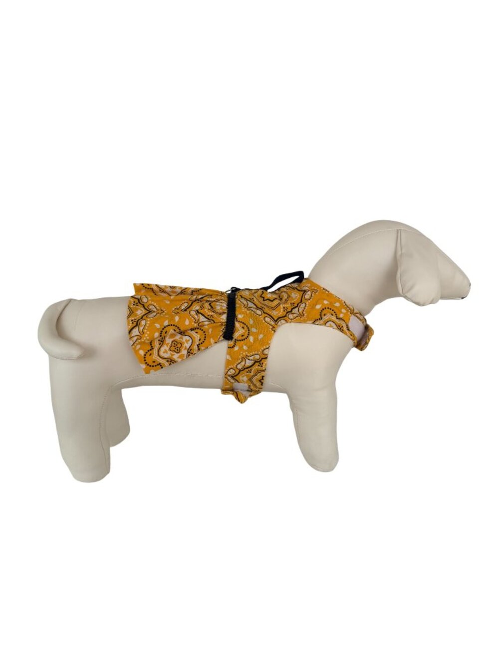 Handmade Small Dog Adjustable Dress Outfit Harness Bandana Pleated Skirt Yellow